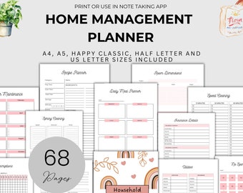 Printable Busy Mom Planner Household Family Organiser ADHD Life Journal Home Managament Checklist Digital Instant Download Template