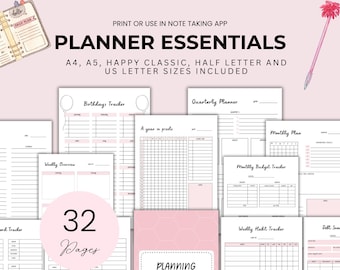 Printable Undated Planner Inserts Refills for Planner Templates Digital Yearly Overview Weekly Planner Template Monthly Planner Layout