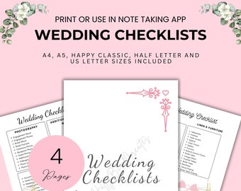 Wedding Checklist for Wedding Planning To Do List for Wedding Organizer Printable Wedding Itinerary for Bride Gift for Bride Wedding Binder
