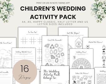 Printable Kids Wedding Activity Pack for Children Wedding Coloring Book Digital Kids Wedding Set Printable Wedding Favor Activities