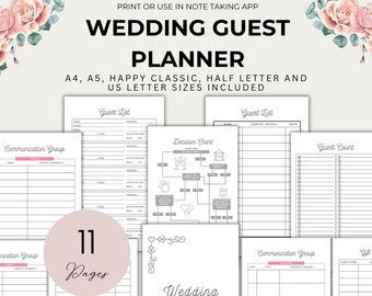 Printable Wedding Guest Tracker Template Guest List for Wedding Planner Wedding Gift Tracker Wedding RSVP Tracker