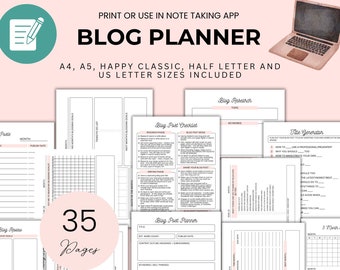 Planificateur d'articles de blog pour blogueurs Modèle de plan d'articles de blog Goodnotes pour planificateur de créateurs de contenu Agenda de blog imprimable pour articles de rédaction de blog