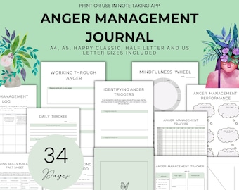 Anger Management Workbook for Teens and Adults Anger Coping Skills Journal Emotional Regulation Planner Mental Health Journal Printable