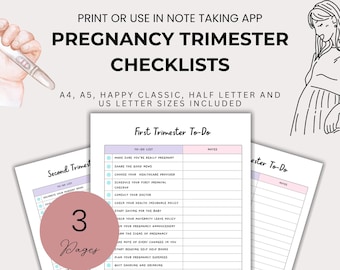 Pregnancy Trimester Checklist Bundle Pregnancy Planner Printable Maternity Checklists for First Second Third Trimester List