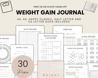 Weight Gain Journal Printable Workout Tracker Body Measurement Log Meal Planner Template Weight Gain Tracker Muscle Bulking Planner