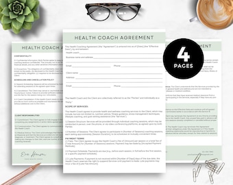 Health Coach Contract Template Editable Health Coaching Agreement for Nutrition Coach Mentoring Services Guide Canva Instant Download