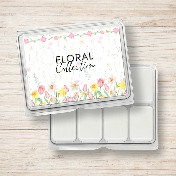 Wax Melt HB Clamshell Label Floral Sample Box Sticker Printable Wax Melt Label Floral Collection Box Small Business Label