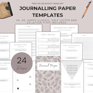 Journaling Paper Templates for Daily Reflection Bullet Journal Planner Template for Planner Paper Printable Self Care Prompt Reflection