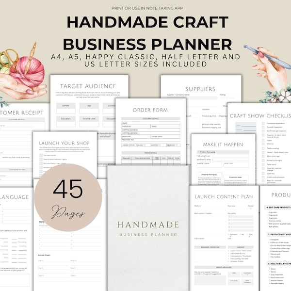 Handmade Business Planner Craft Planner for Handmade Craft Journal for Handmade Product Organiser Checklist for Handmade Business