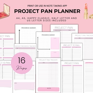 Project Pan make-uptracker afdrukbaar | Glow-up beautyplanner | Inventarisatieblad huidverzorging | Digitale download voor het organiseren van make-upcollecties