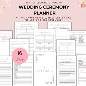 Wedding Ceremony Planner for Wedding Celebration Order of Service for Wedding Ceremony Gift for Bride Wedding Planner for Wedding Vows