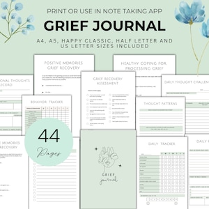 Printable Grief Journal Mental Health Wellbeing Goodnotes Bereavement Journal Emotional Support Planner Grief Workbook Meditation Log