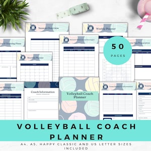 Volleyball Coach Planner Printable Coaching Binder PDF | Game Day Organizer, Practice Schedule, Team Roster Template, Sports Planner Kit