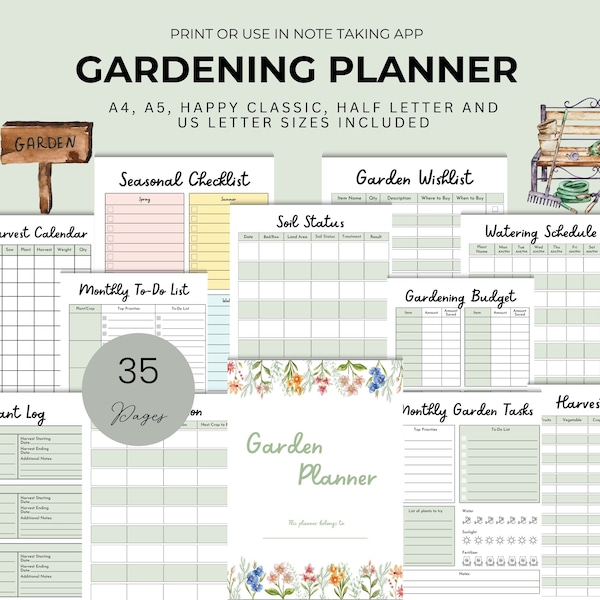 Printable Garden Planner for Gardening Journal Digital Seed Log Book Garden Organizer Plant Log Garden Expense Tracker Plant Profile Record