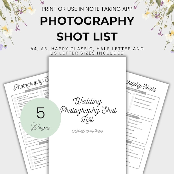 Wedding Photography Shot List Wedding Photographer Shot List of Wedding Photos Checklist Wedding Photo Shot List Printable Gift for Bride