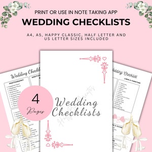 Wedding Checklist for Wedding Planning To Do List for Wedding Organizer Printable Wedding Itinerary for Bride Gift for Bride Wedding Binder