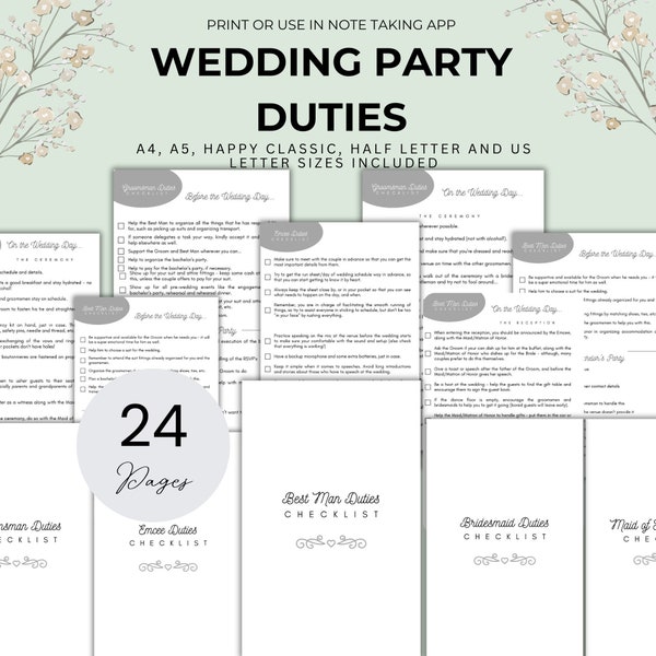 Bridesmaid Duties Day of Wedding Etsy