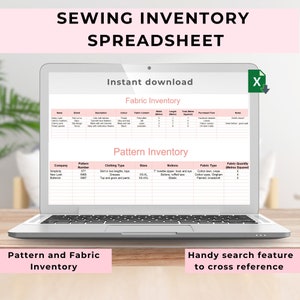 Sewing Inventory Spreadsheet Excel Fabric Tracker for Sewing Pattern Record Template Fabric Stash Log Sewing Small Business Management