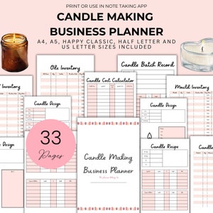 Candle Business Planner Candle Batch Record Template Candle Recipe Sheet Candle Making Bundle Candle Costing Inventory Supplies Checklist