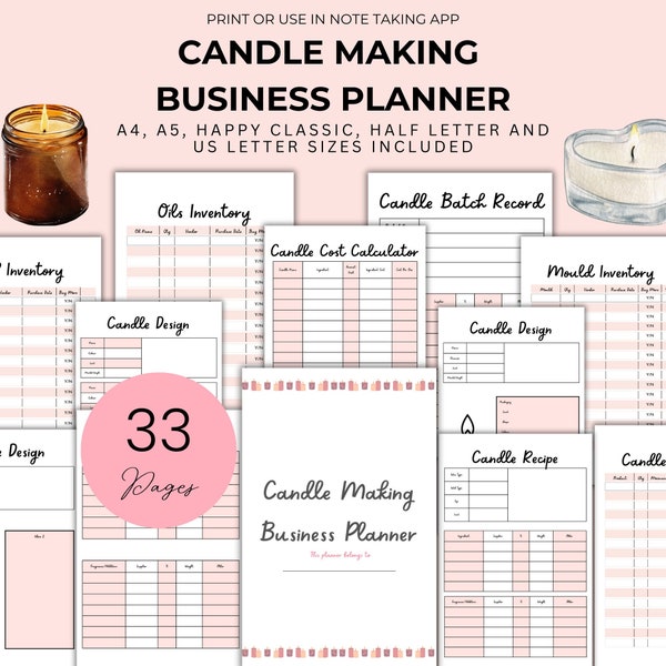 Candle Business Planner Candle Batch Record Template Candle Recipe Sheet Candle Making Template Candle Costing Inventory Supplies Checklist