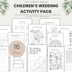 Ensemble d'activités de mariage pour enfants imprimable pour enfants, livre de coloriage de mariage pour enfants, ensemble de mariage numérique pour enfants, activités de faveur de mariage imprimables