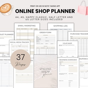 Online Shop Planner E-Kommerz Business Journal Printable Shop Organizer Bundle Shop Website Checkliste Geschenk Small Business Inhaber