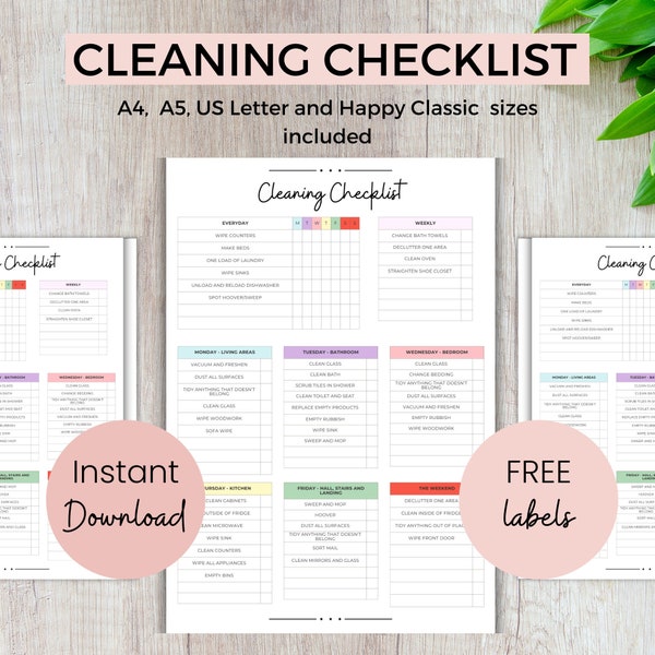 Editable Cleaning Planner Template Checklist Cleaning Schedule Editable Chore Chart Weekly Cleaning Rota for Cleaning Daily Chores