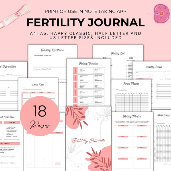 Printable Fertility Journal Trying To Conceive Planner Period Tracker Pregnancy Planner Basal Body Temperature Chart Printable BBT