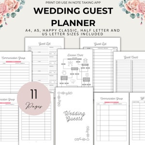 Printable Wedding Guest Tracker Template Guest List for Wedding Planner Wedding Gift Tracker Wedding RSVP Tracker