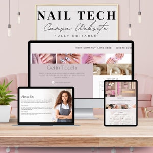 Nail Salon Website Template Editable Canva Site For Nail Techs Beauty Salon Portfolio Booking Page Online Business Website Design
