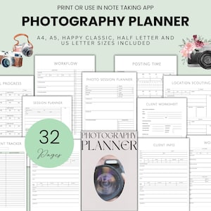 Photography Planner Printable Photographer Session Planner Photography Workflow Chart for Photography Business Template Digital Download