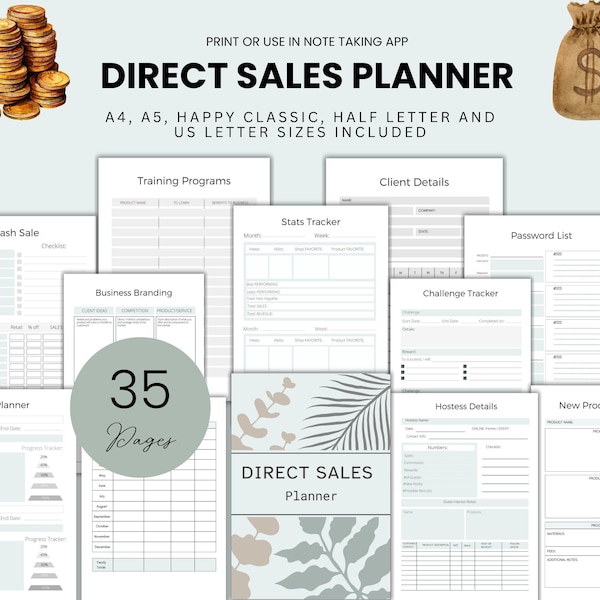 Direct Sales Planner MLM Printable Power Hour Small Business Bundle Business Branding Template Network Marketing Journal Digital Download