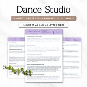 Dance Studio Liability Waiver Form Editable Dance Coach Waiver Document Release of Liability form for Dancing Workshop Agreement Template P3