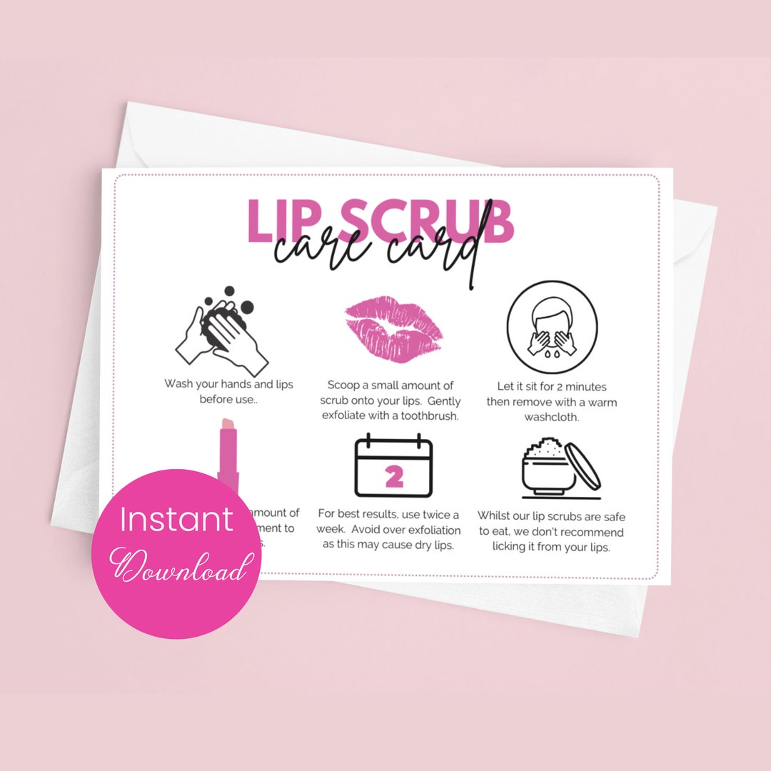 Lip Scrub Care Card Template for Lip Scrub Instructions for Lip Sugar