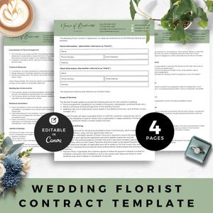 Wedding Florist Contract Template, Editable Floral Services Agreement, Instant Download for Flower Shop Client Forms Event Planner Contract