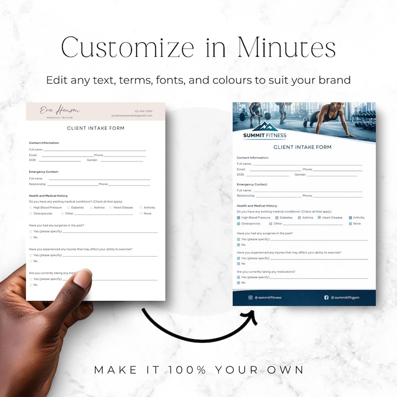 Personal Trainer Client Intake Form Canva Template | Editable Fitness ...