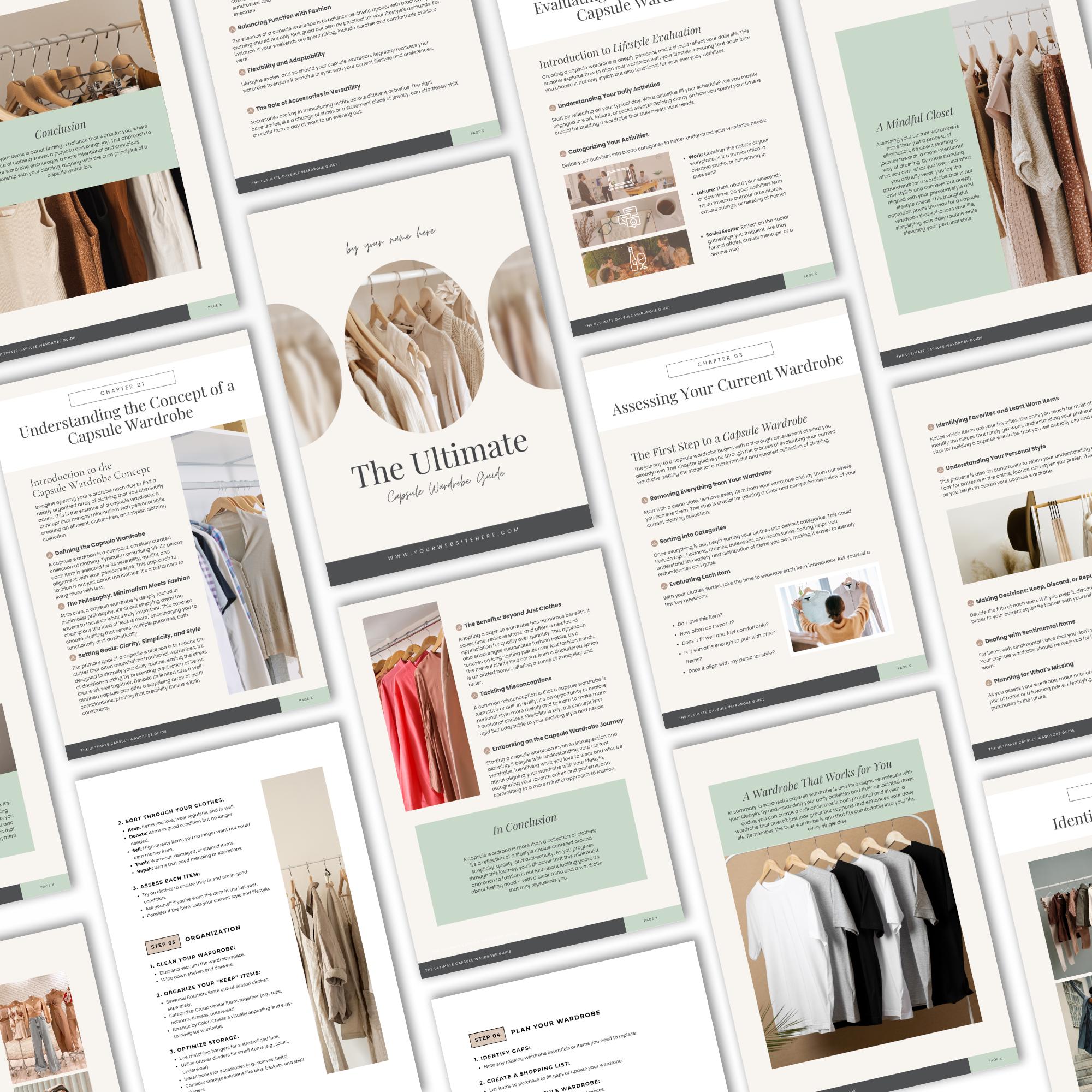 Capsule Wardrobe Ebook Template Editable in Canva, Minimalist Closet ...