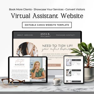 Virtual Assistant Website Template | Canva Website Template | Editable VA Website | Service Provider Website | Beginner VA Business