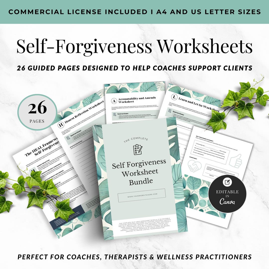 Self Forgiveness Workbooks for Emotional Healing, Self-compassion ...