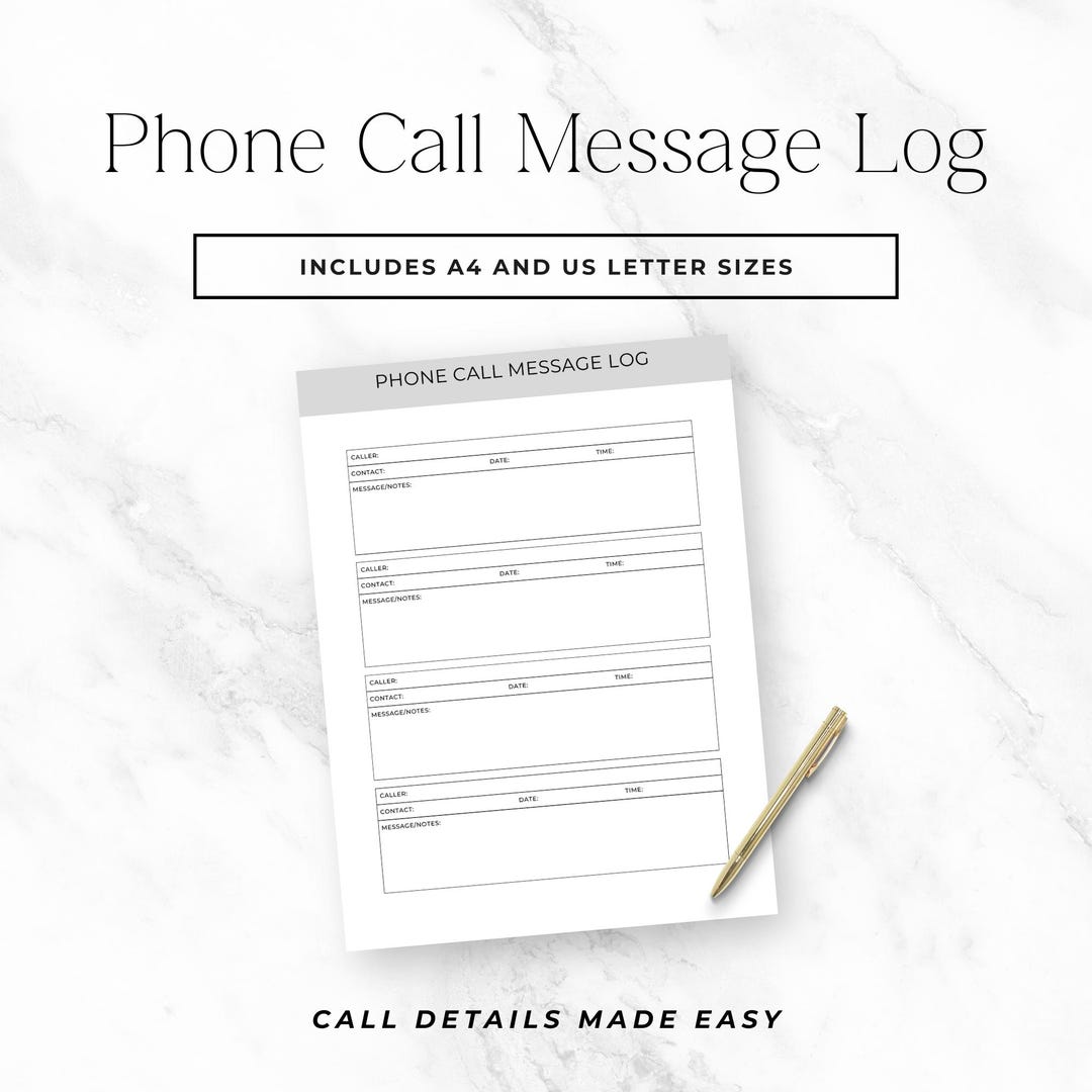Phone Call Log Template for Small Business, Canva Editable Client ...