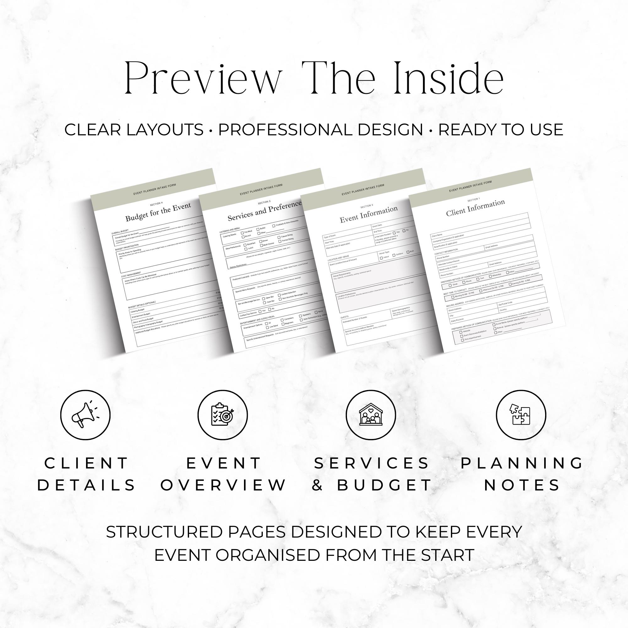 Event Planner Client Intake Forms Bundle, Canva Event Planning ...
