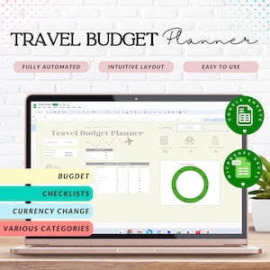 Travel Budget Spreadsheet Google Sheets & Excel | Vacation Planner, Trip Expense Tracker, Holiday Budget Template, Digital Travel Organizer