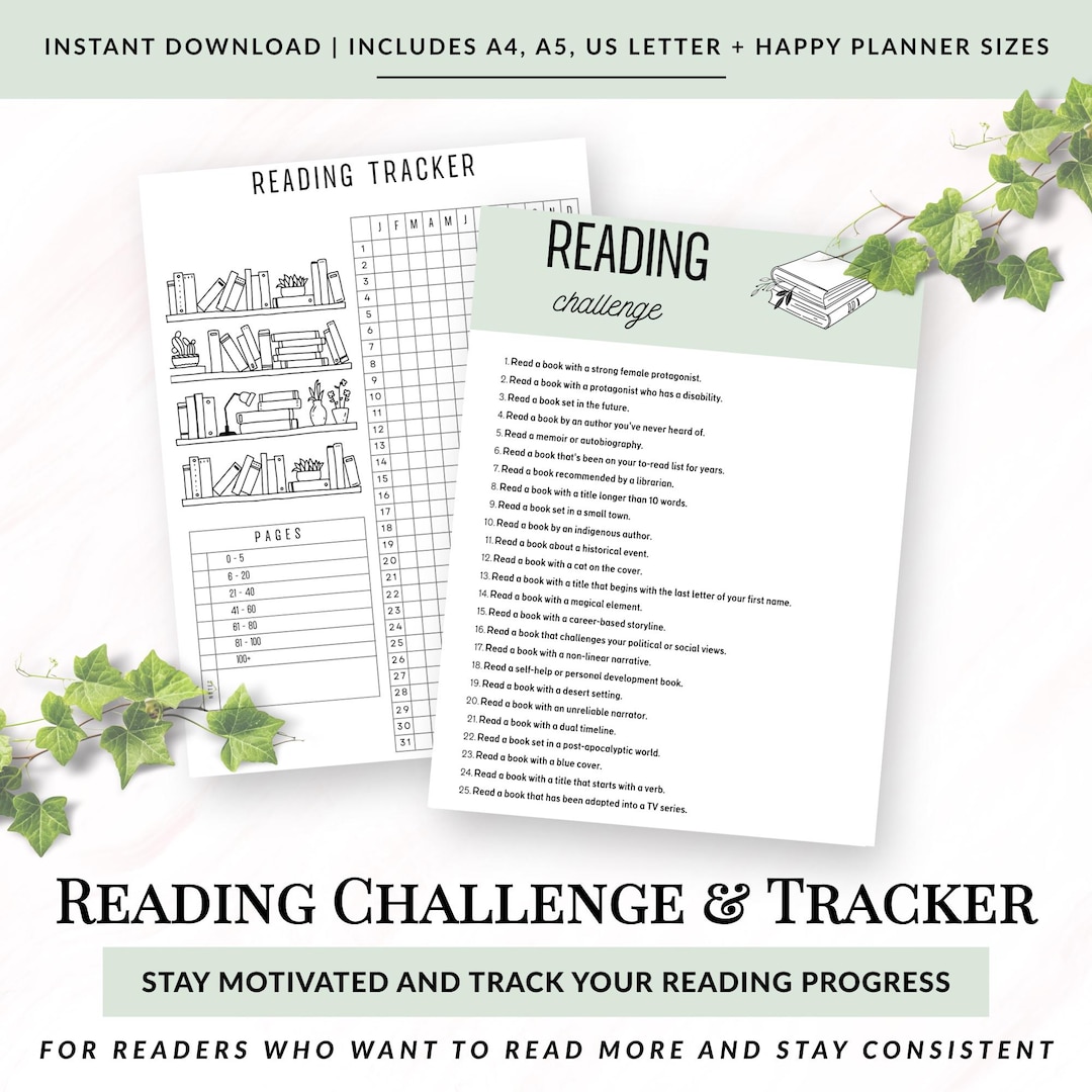 Reading Challenge Printable, 100 Reading Challenges With Tracker and ...