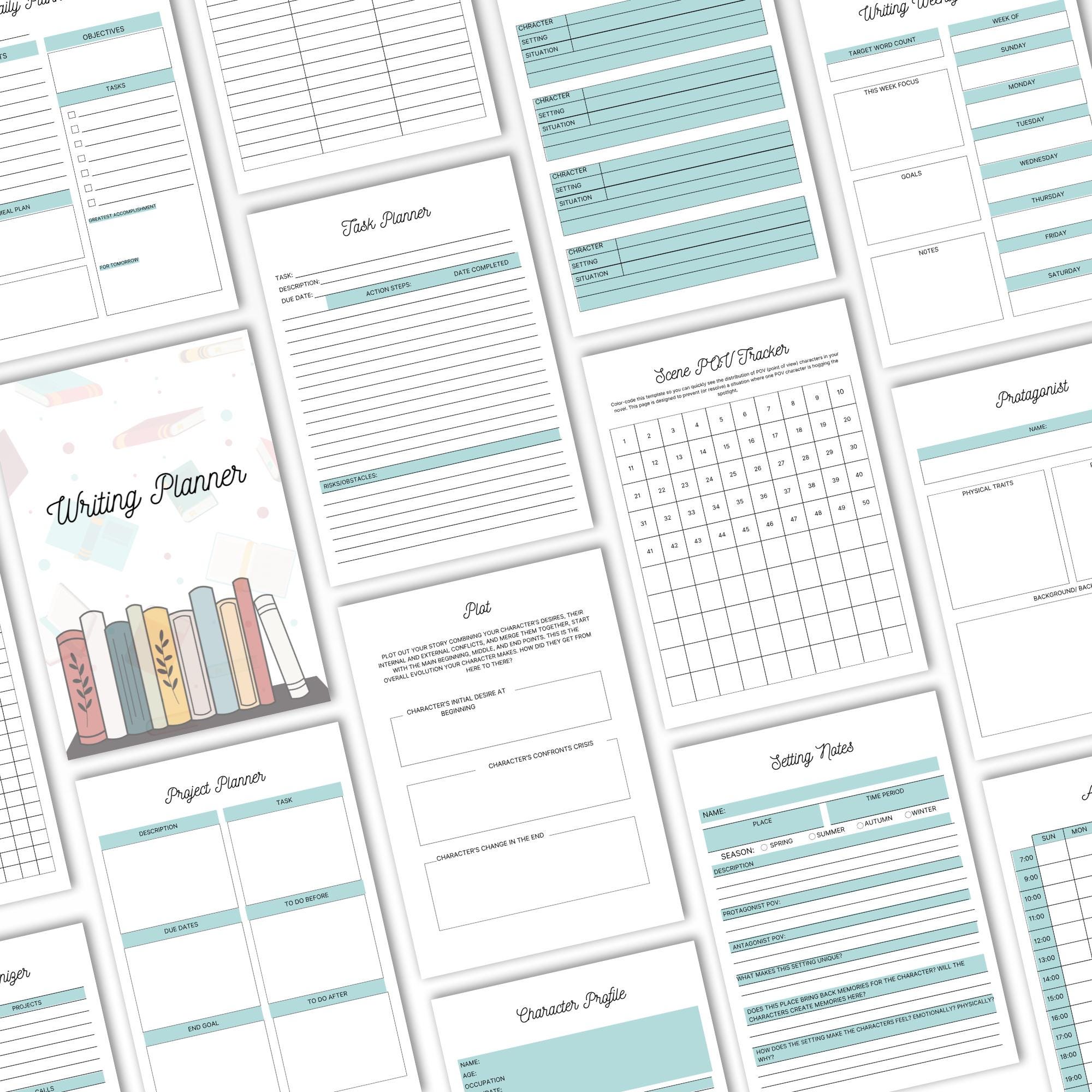Novel Writing Planner, Author Planner PDF, Book Writing Workbook, Story ...