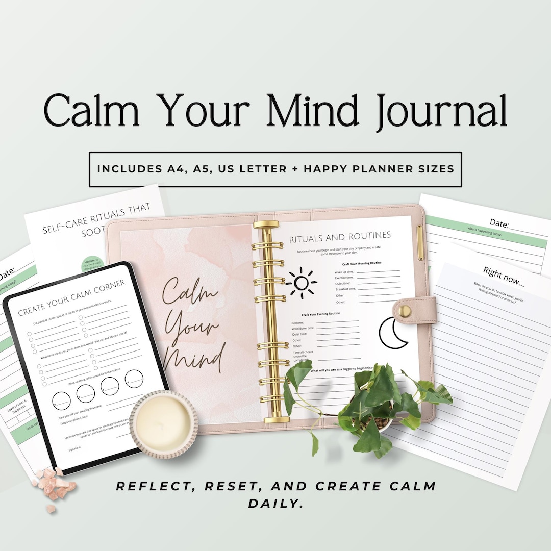 Calm Your Mind Journal Printable, Mindfulness Planner for Anxiety ...
