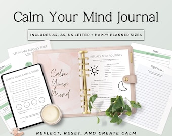 Calm Your Mind Journal Printable, Mindfulness Planner for Anxiety Relief, Mental Health Workbook, Stress Relief Journal Pages P4