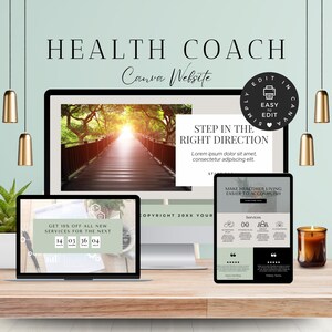 Health Coach Website Template Editable Wellness Coach Landing Page for Nutrition Coach Marketing Bundle Coaching Webpage Instant Download