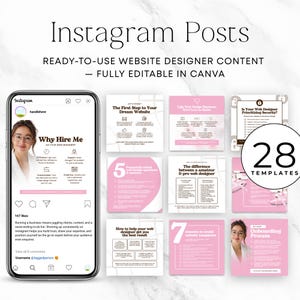 website designer social media templates editable in canva
instagram post templates for web designers marketing