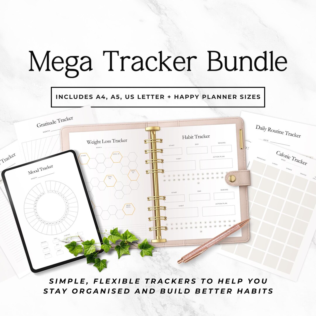 Minimal Habit Tracker Printable Bundle, Planner Inserts PDF A4 A5 US ...