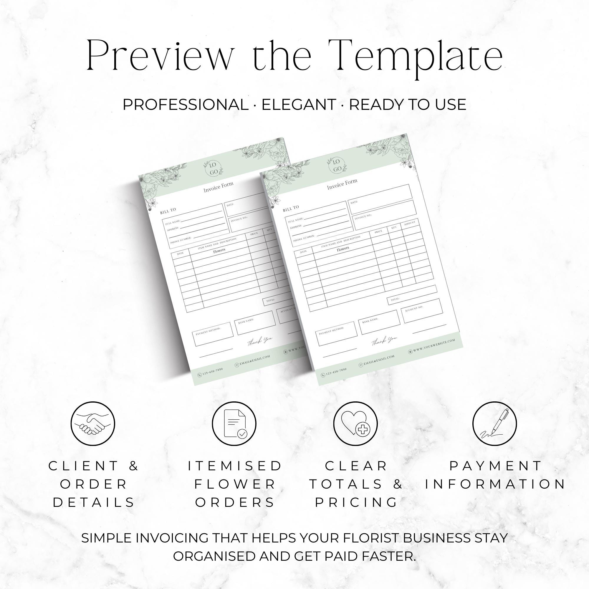 Florist Invoice Template Canva Editable, Wedding Florist Order Form ...